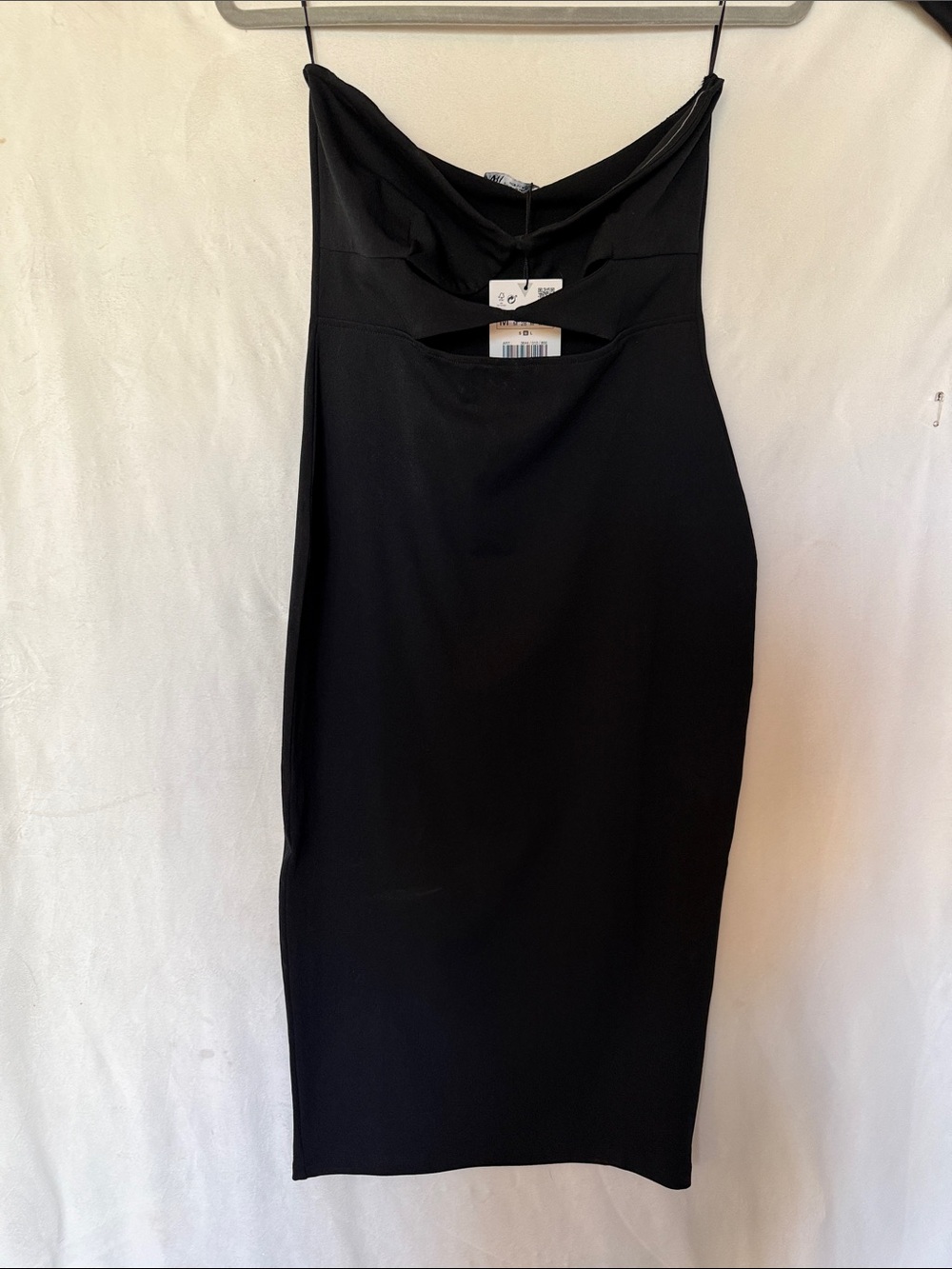 Zara Black Midi Bodycon Dress with Front Cutouts